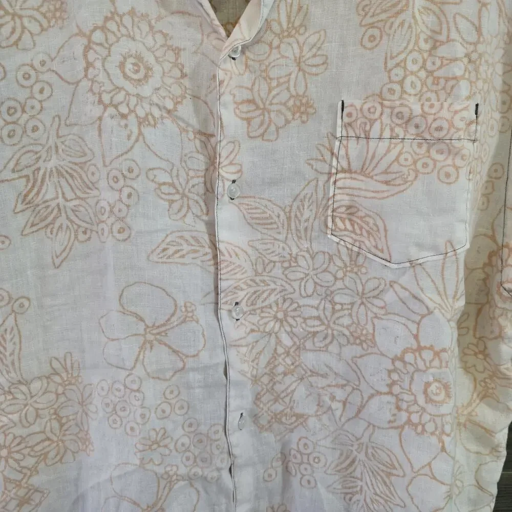 Toes On The Nose Shirt Mens XXLarge Beige Hawaiian Tropical Floral Beach Camp